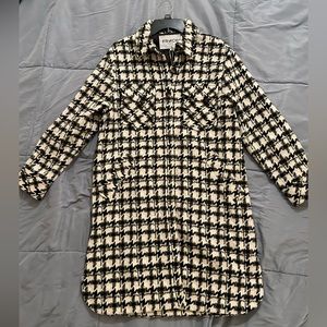 FRNCH Paris Manteau houndstooth long coat Size S